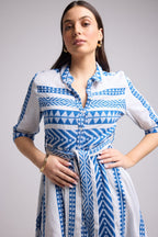 Short Dress - Leya Short - White Blue
