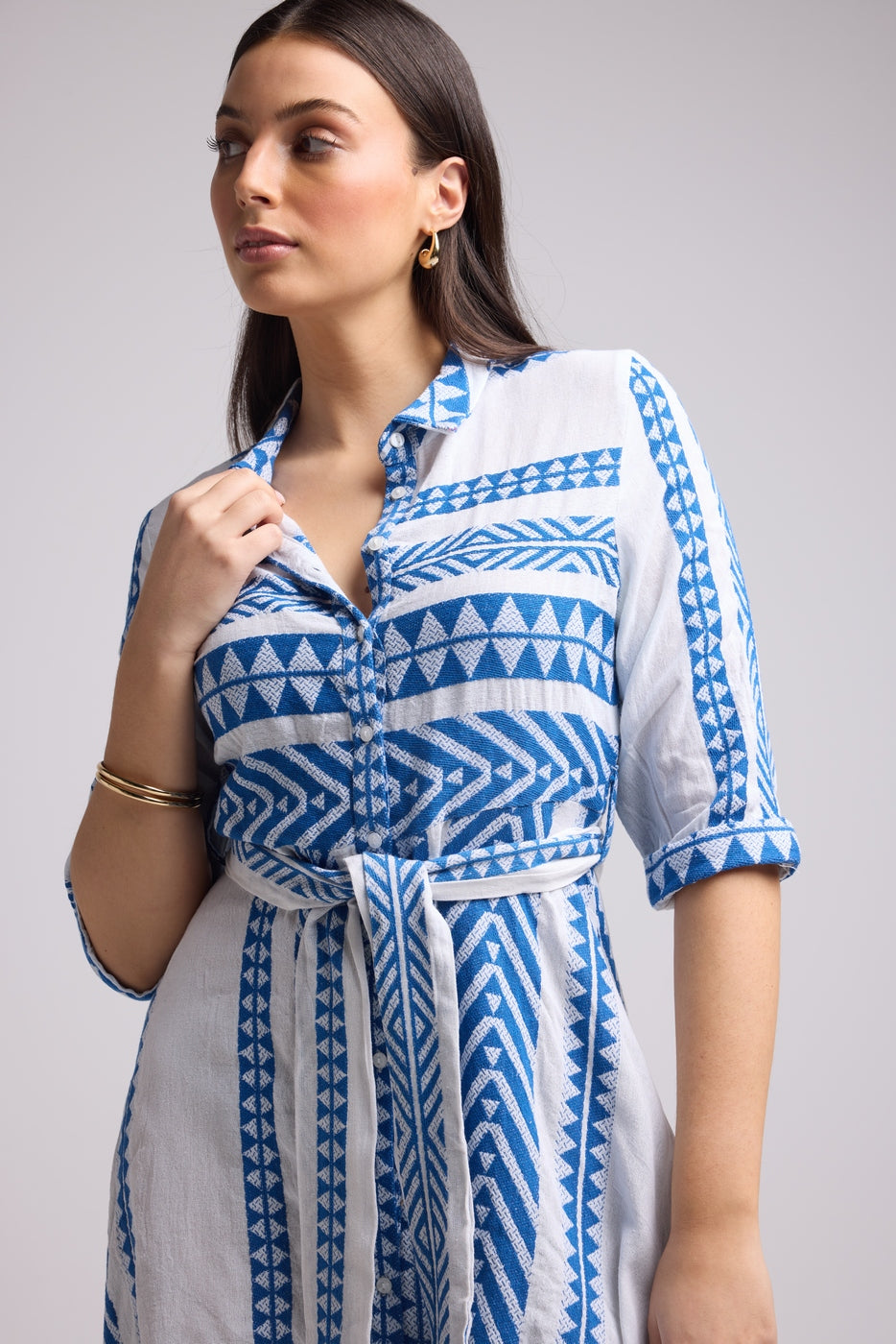 Short Dress - Leya Short - White Blue
