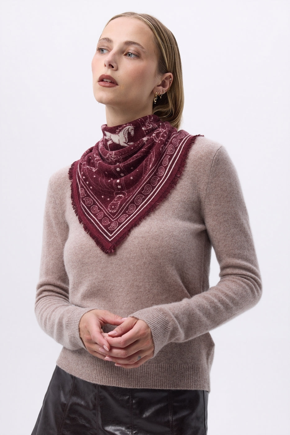 Bandana pequeño Le Harnais - Burdeos Blanco - Mujer