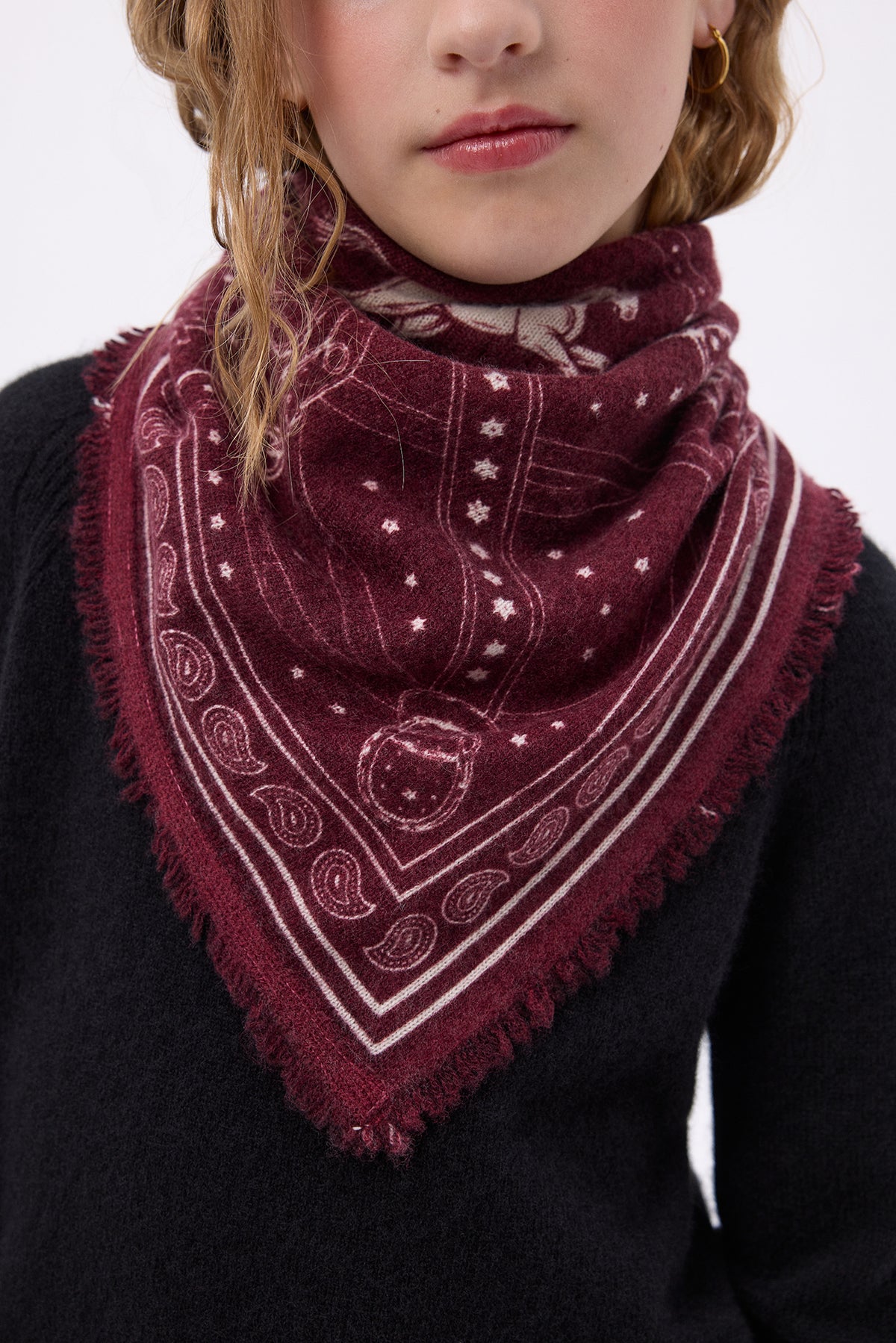 Small Le Harnais Bandana - Burgundy White - Kids