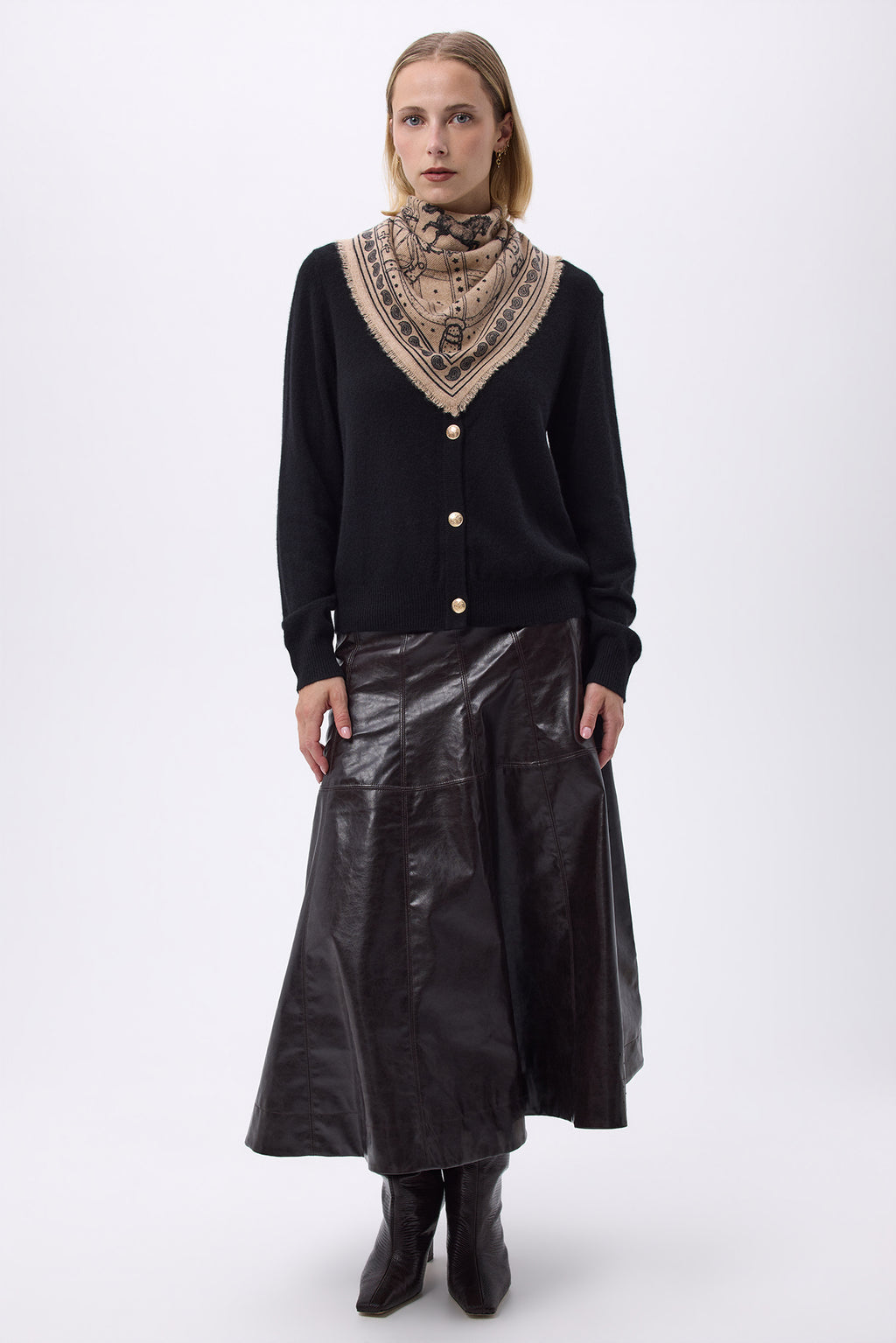Bandana Piccola Le Harnais - Beige Crema Nero - Donna