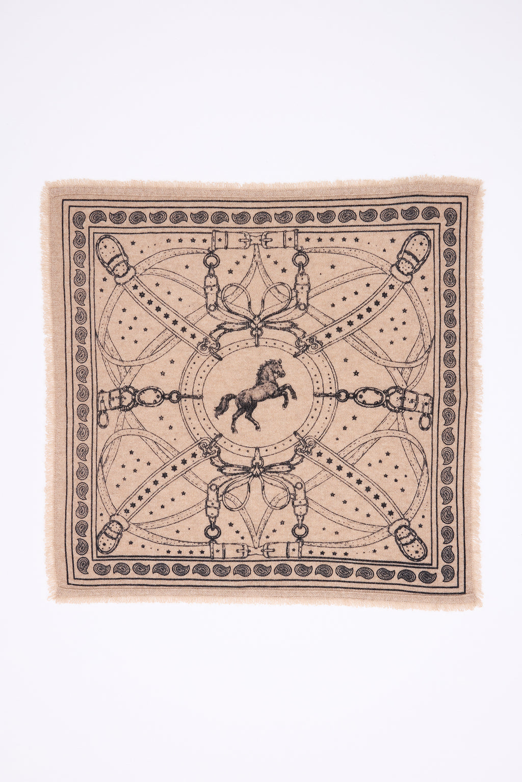 Bandana Piccola Le Harnais - Beige Crema Nero - Donna