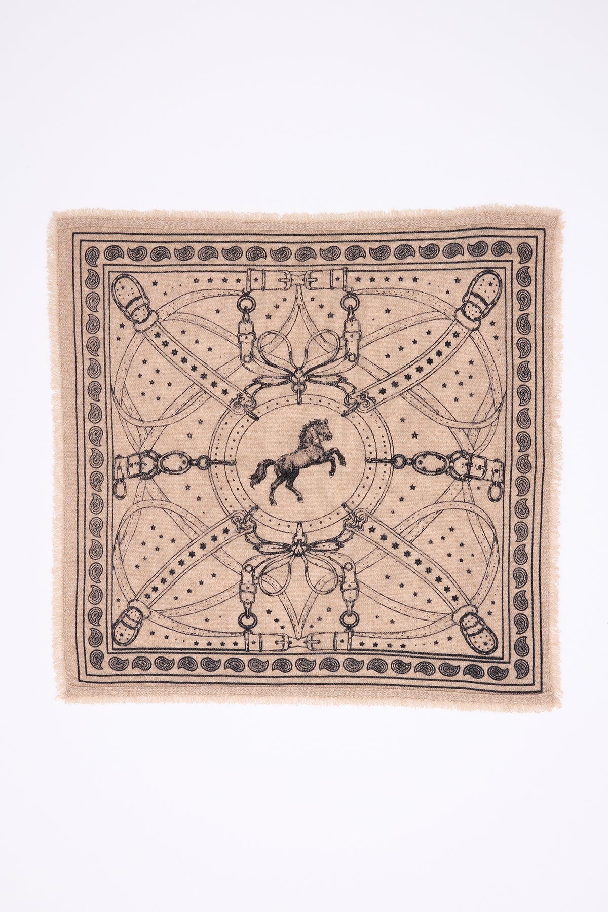 Bandana Piccola Le Harnais - Beige Crema Nero - Donna