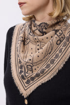 Bandana Piccola Le Harnais - Beige Crema Nero - Donna