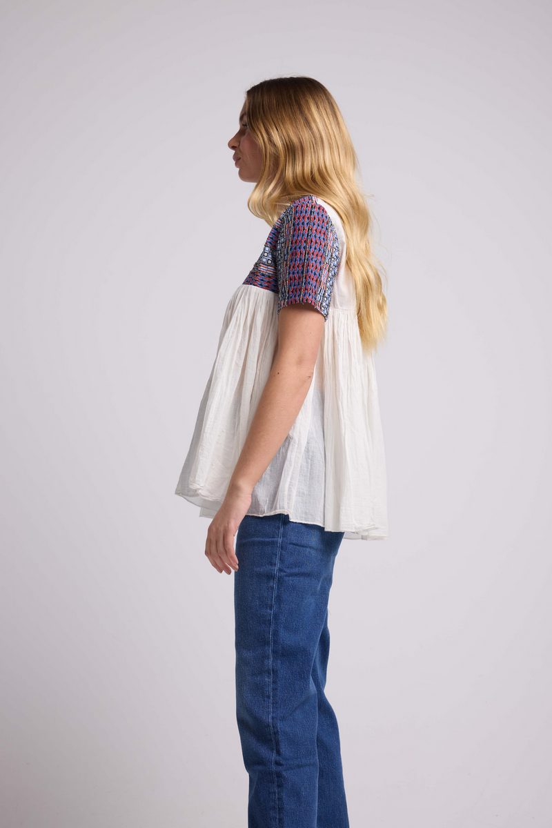 Blouse Manches Courtes - Blanc