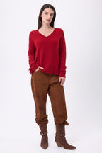 Jersey de cuello en V con flecos Lina - Coulis - Mujer