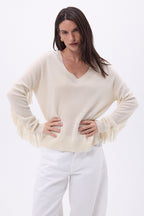 Pull Col V Franges Lina - Eco Paper - Femme