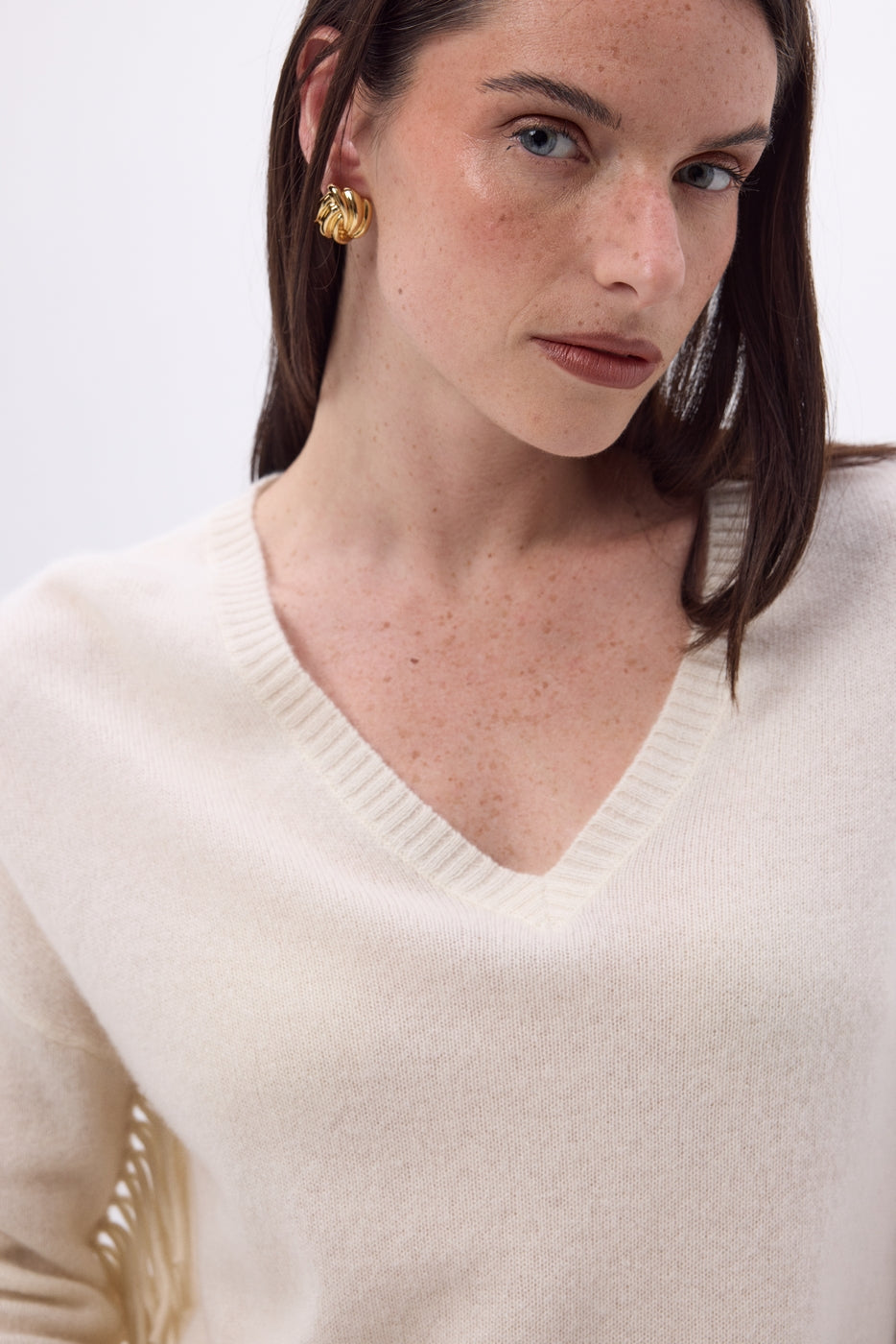 Pull Col V Franges Lina - Eco Paper - Femme
