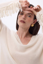 Pull Col V Franges Lina - Eco Paper - Femme