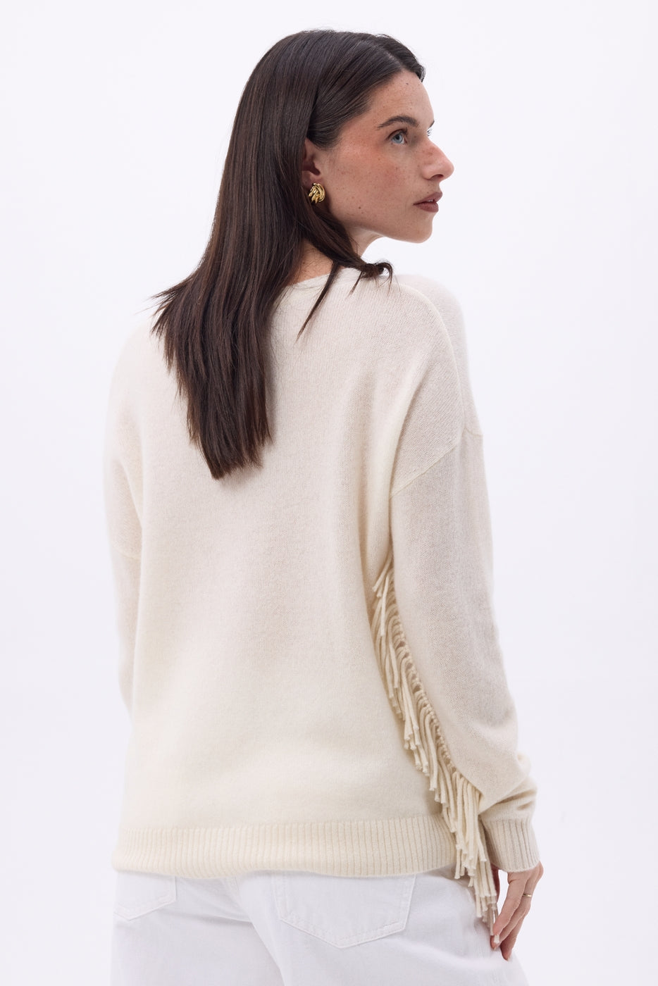 Pull Col V Franges Lina - Eco Paper - Femme