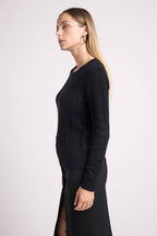Linda Striktrøje med Rund Hals - Sort