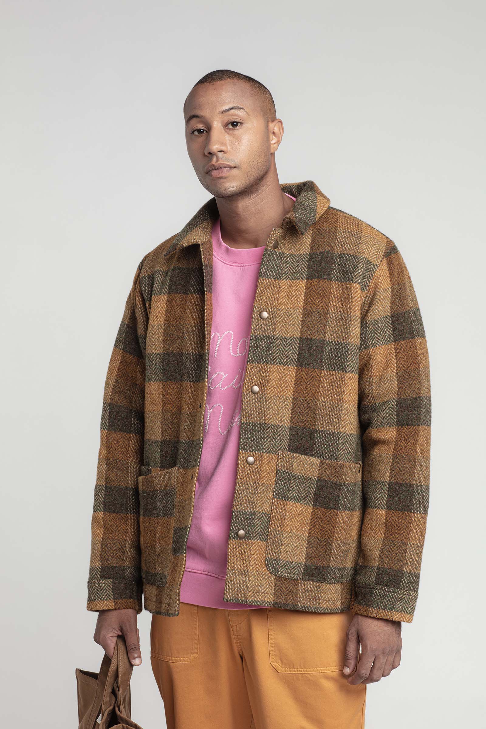 Veste Patchwork En Laine Vardin - Brown - Homme