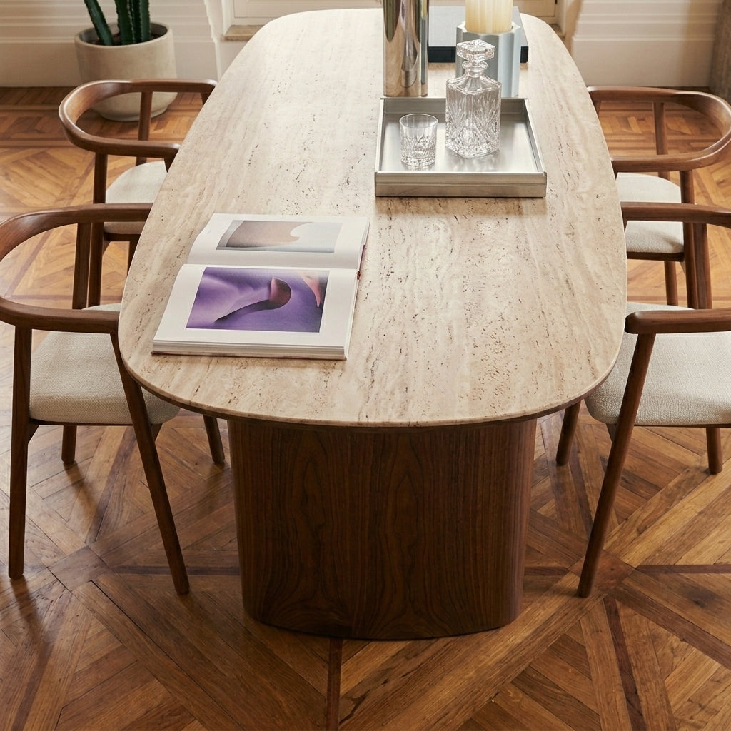 Loden - Table De Séjour - Céramique Effet Travertin - Vert