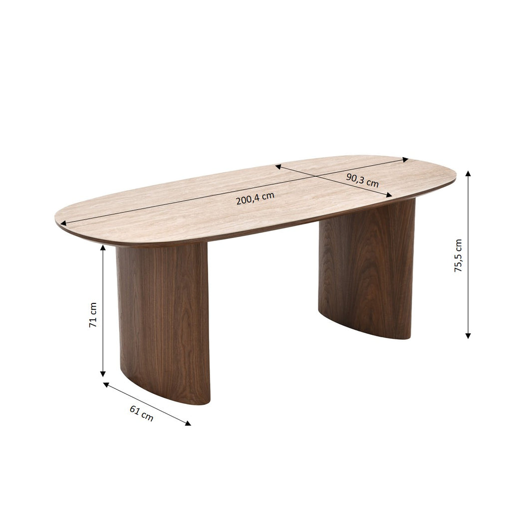 Loden - Table De Séjour - Céramique Effet Travertin - Vert