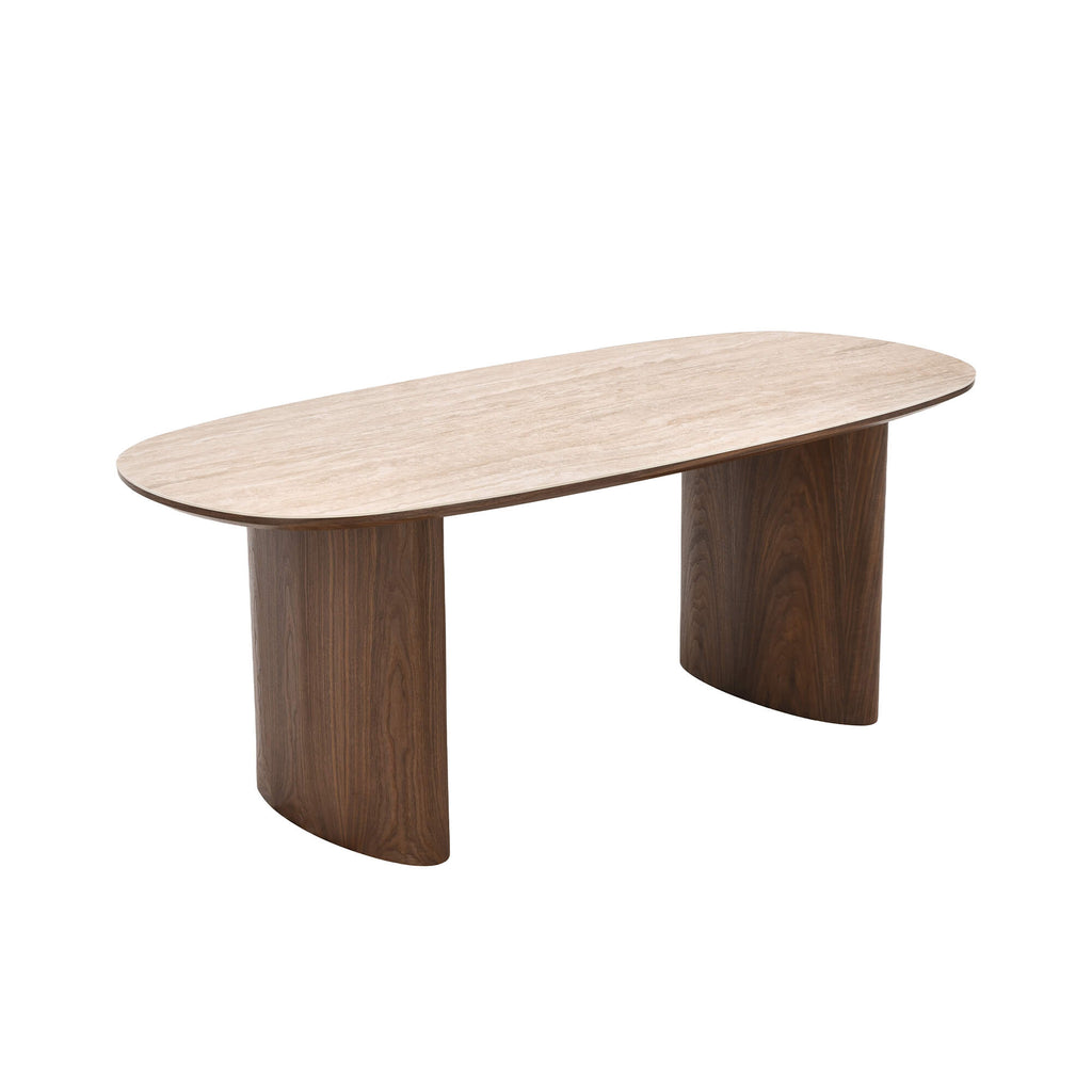 Loden - Table De Séjour - Céramique Effet Travertin - Vert