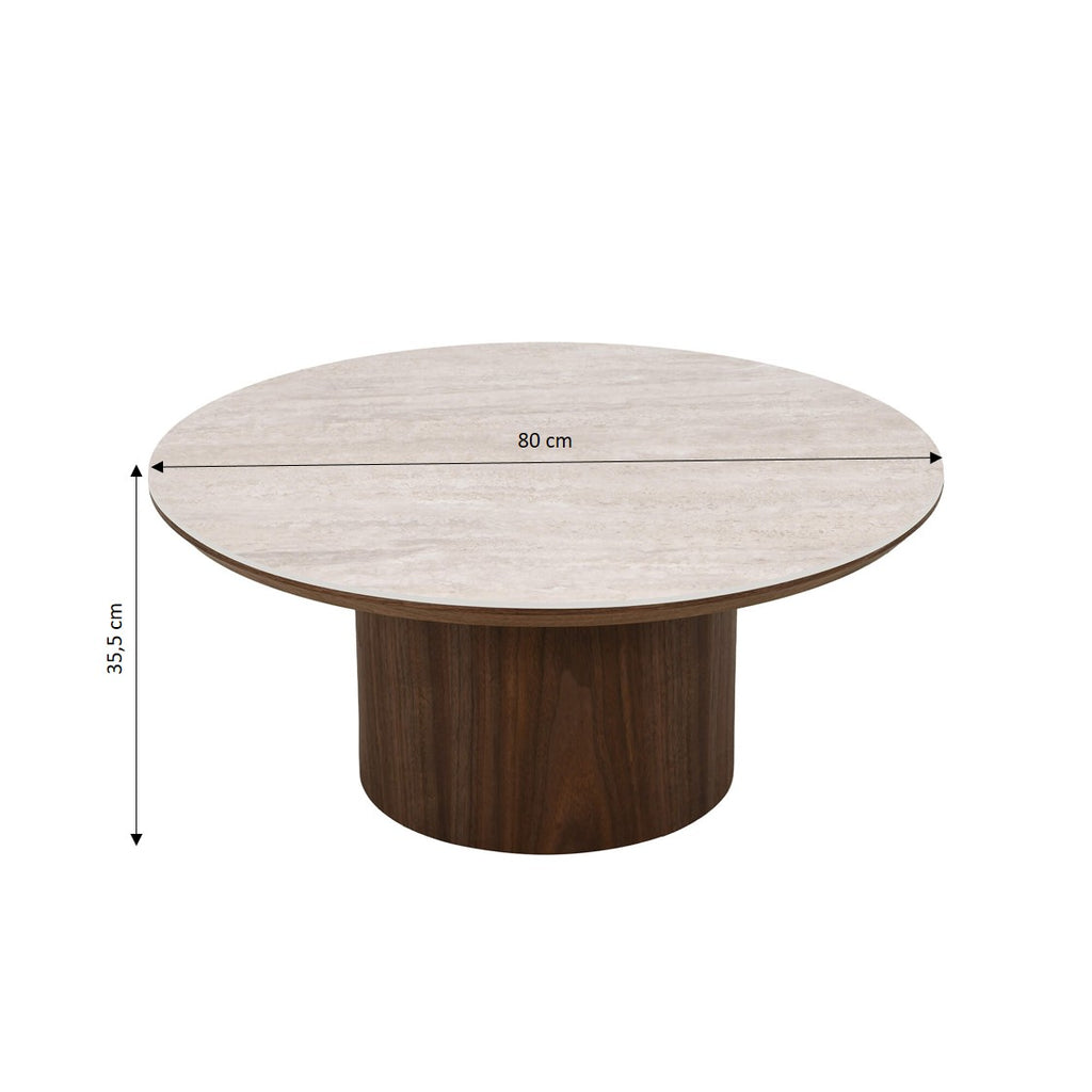 Lofa - Table Basse - Plateau Céramique Effet Travertin - Vert