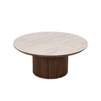 Lofa - Table Basse - Plateau Céramique Effet Travertin - Vert
