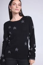Jersey de cuello redondo con estrellas Lolita - Negro y plateado - Mujer