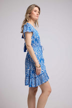 Robe Courte Manches Courtes - Bleu