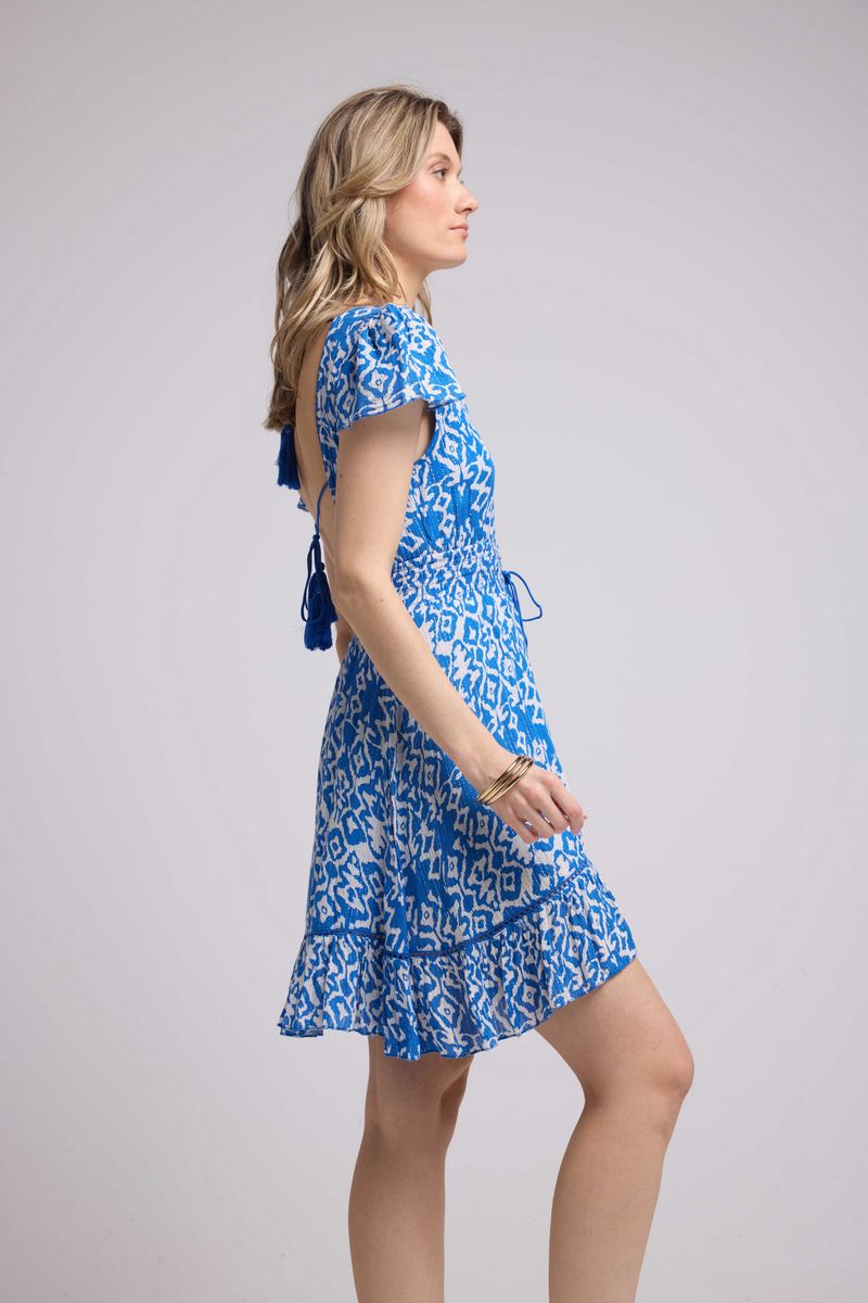 Robe Courte Manches Courtes - Bleu