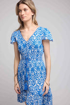 Robe Courte Manches Courtes - Bleu