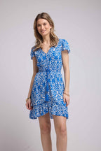 Robe Courte Manches Courtes - Bleu