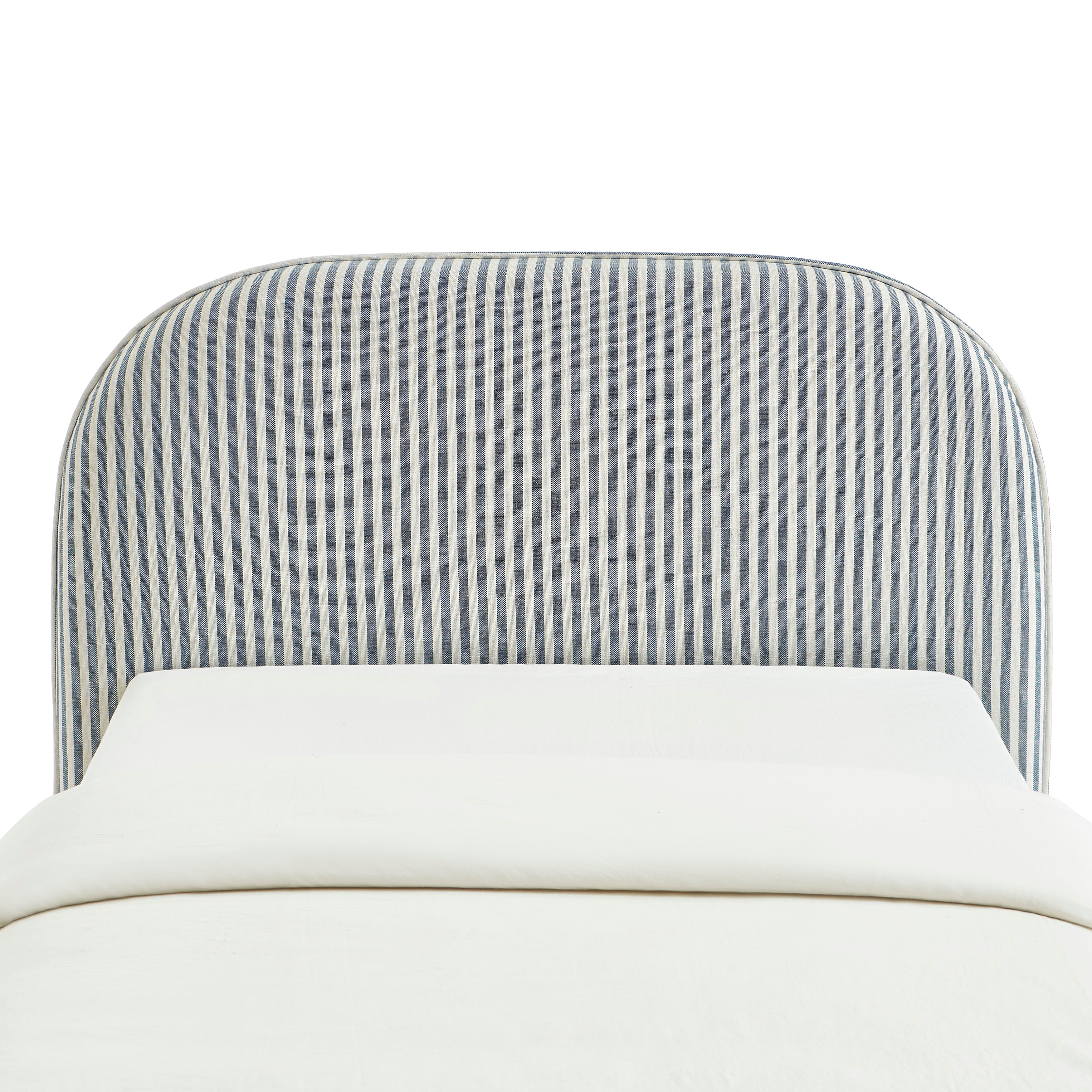 Louison - Cabecero - Tela de lino a rayas - Blanco y azul