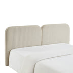 Louison - Headboard - Striped Linen Fabric - White and Beige