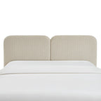 Louison - Headboard - Striped Linen Fabric - White and Beige