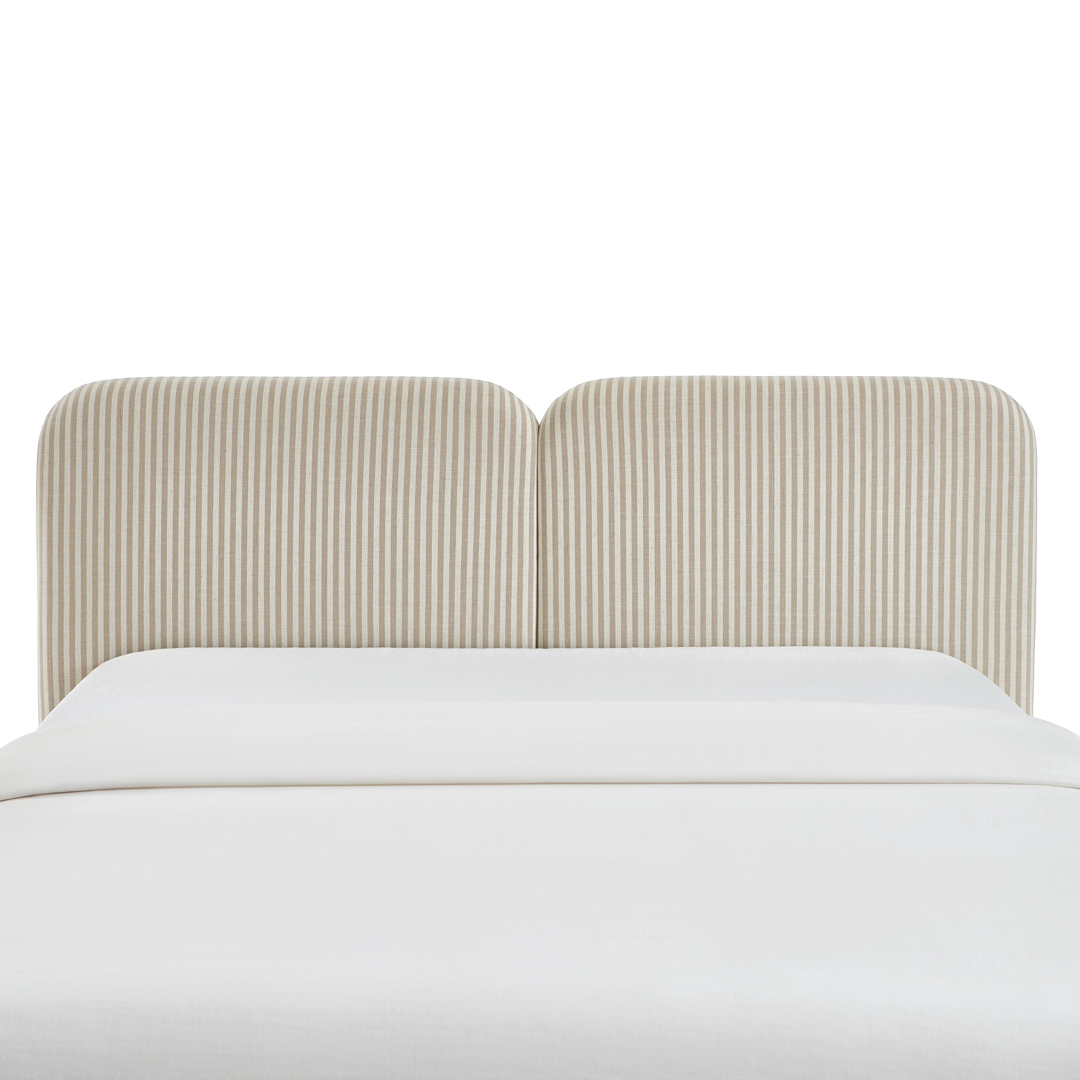 Louison - Headboard - Striped Linen Fabric - White and Beige