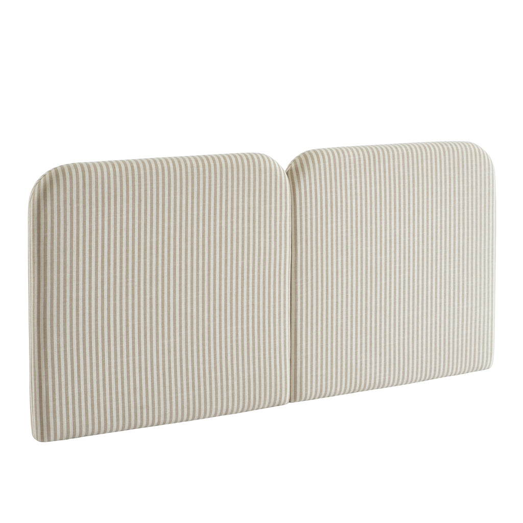 Louison - Headboard - Striped Linen Fabric - White and Beige