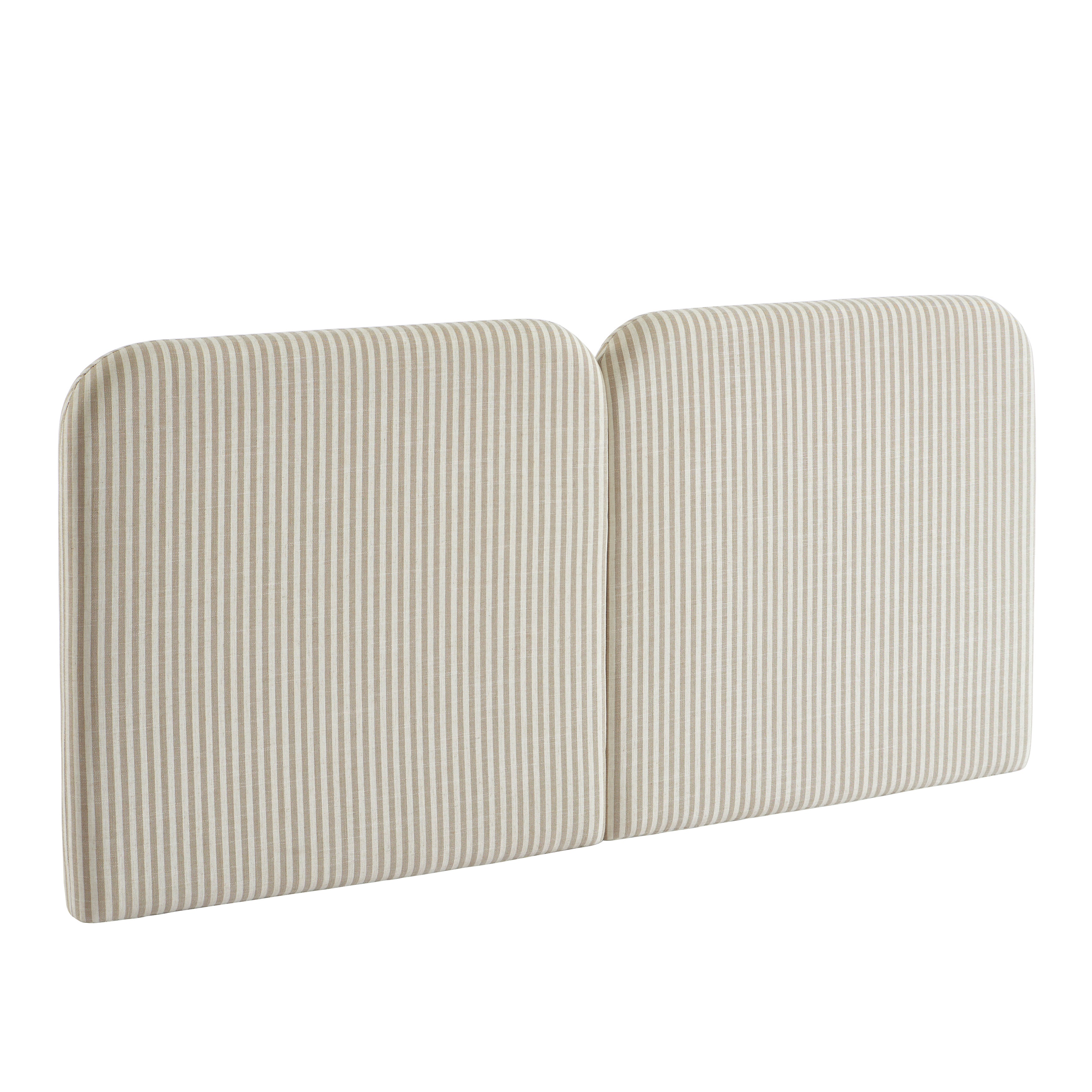 Louison - Headboard - Striped Linen Fabric - White and Beige
