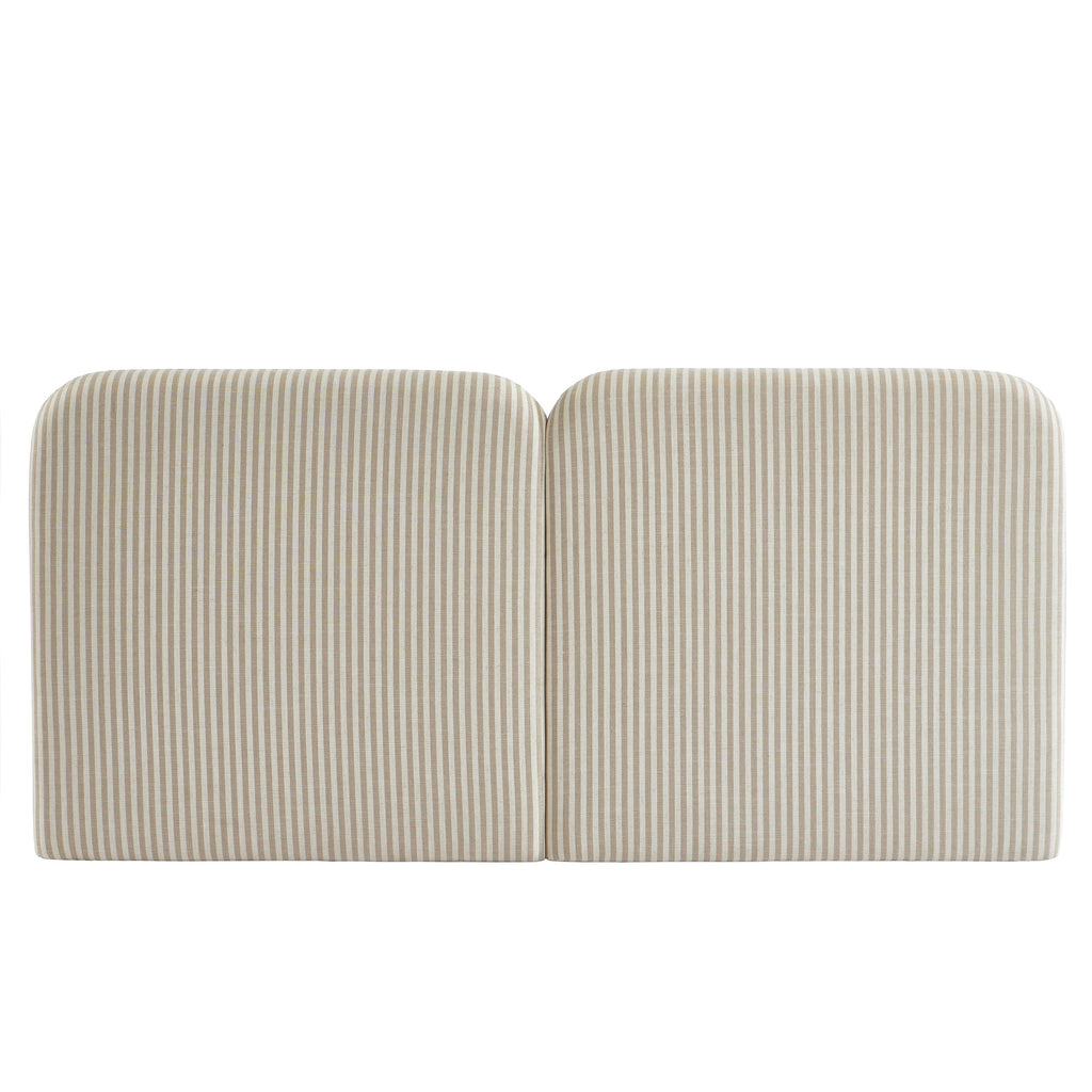 Louison - Headboard - Striped Linen Fabric - White and Beige