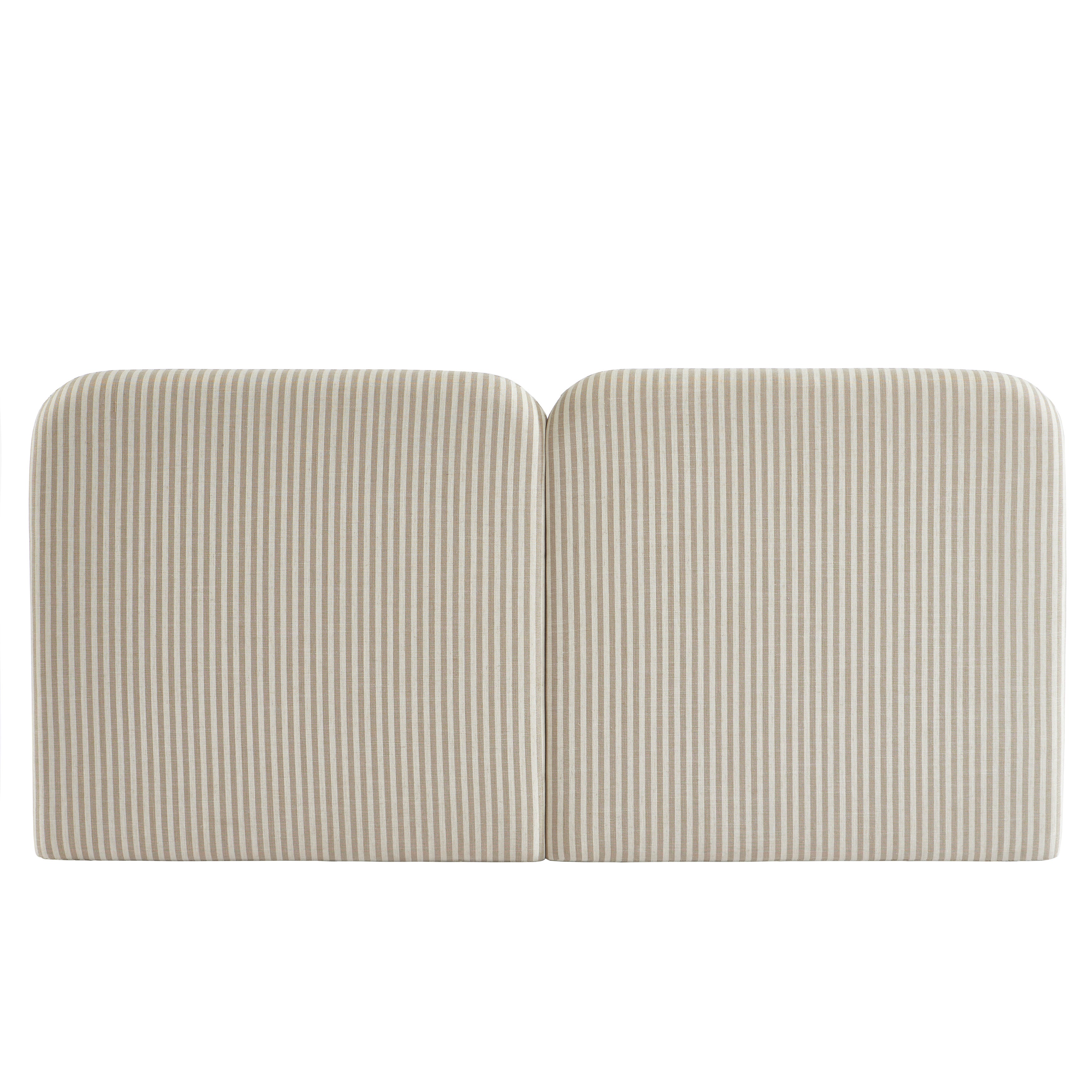 Louison - Headboard - Striped Linen Fabric - White and Beige