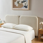 Louison - Headboard - Striped Linen Fabric - White and Beige