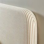 Louison - Headboard - Striped Linen Fabric - White and Beige