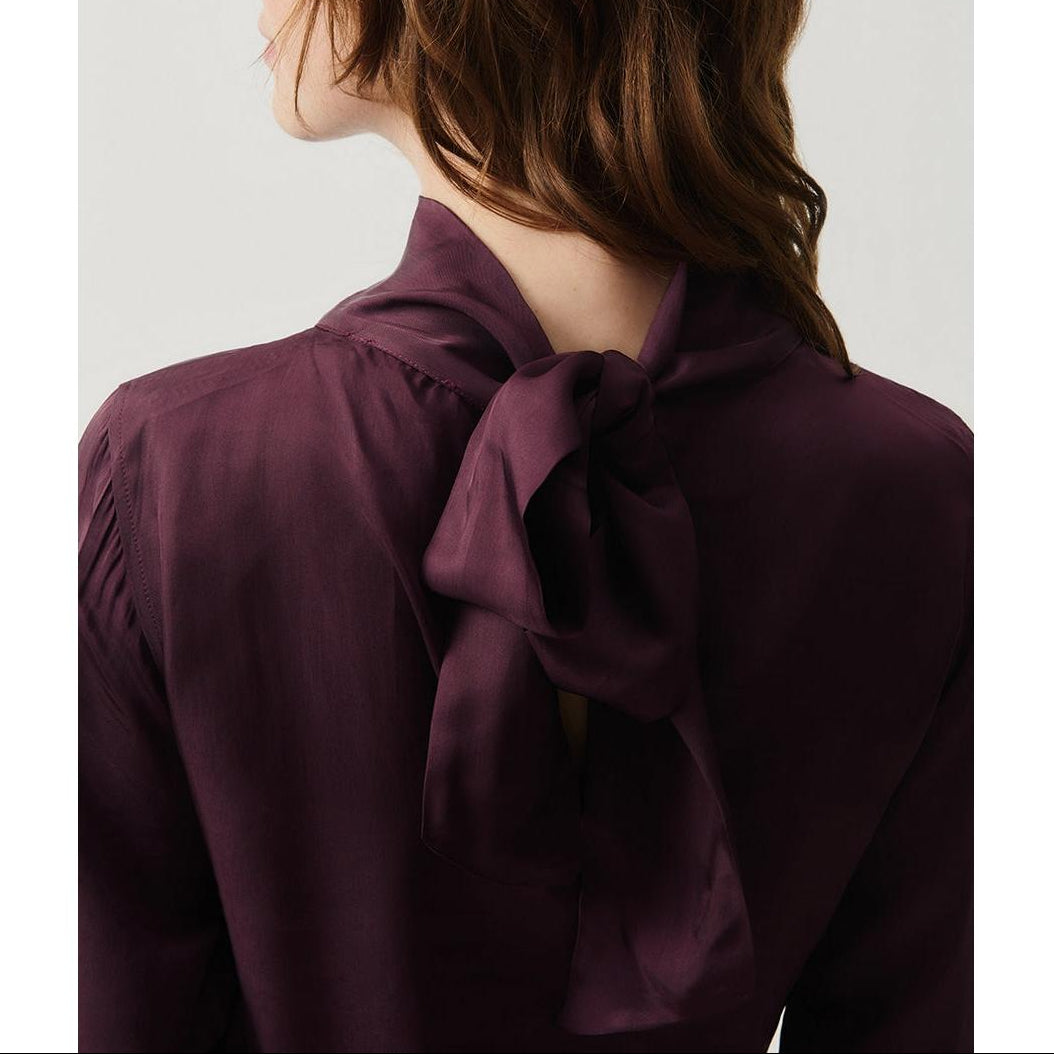 Vestido corto de cuello alto - Uva - Mujer