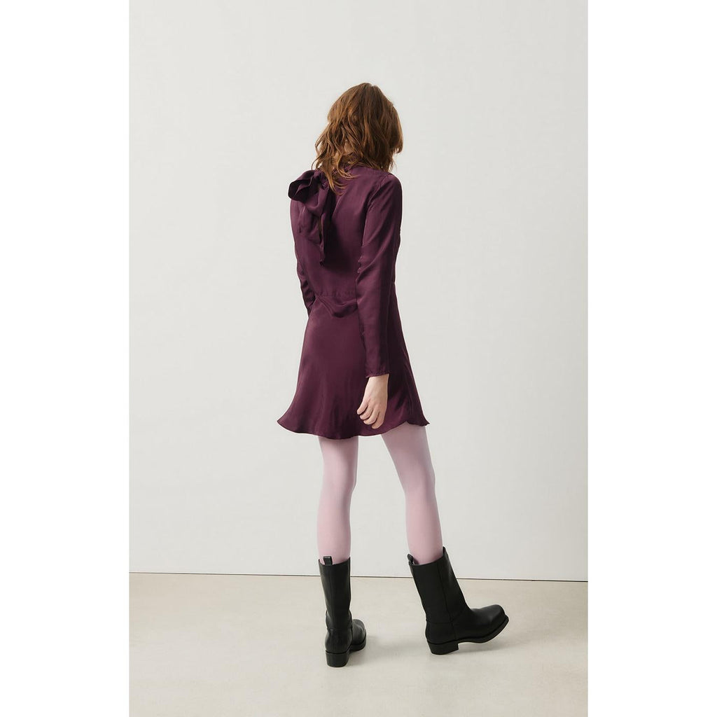 Vestido corto de cuello alto - Uva - Mujer