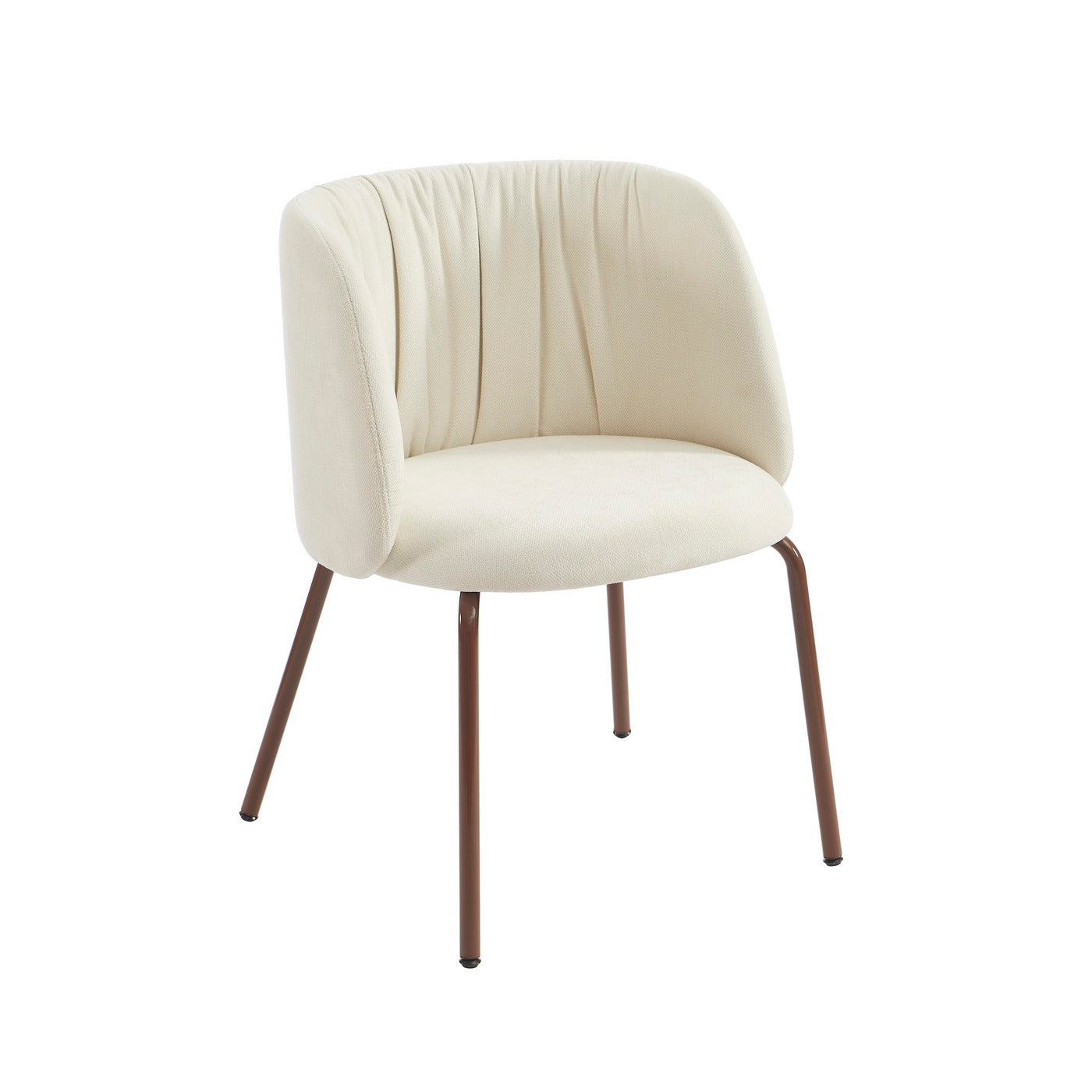 Luisa - Chairs - Chenille Fabric - Ecru And Brown Metal Legs