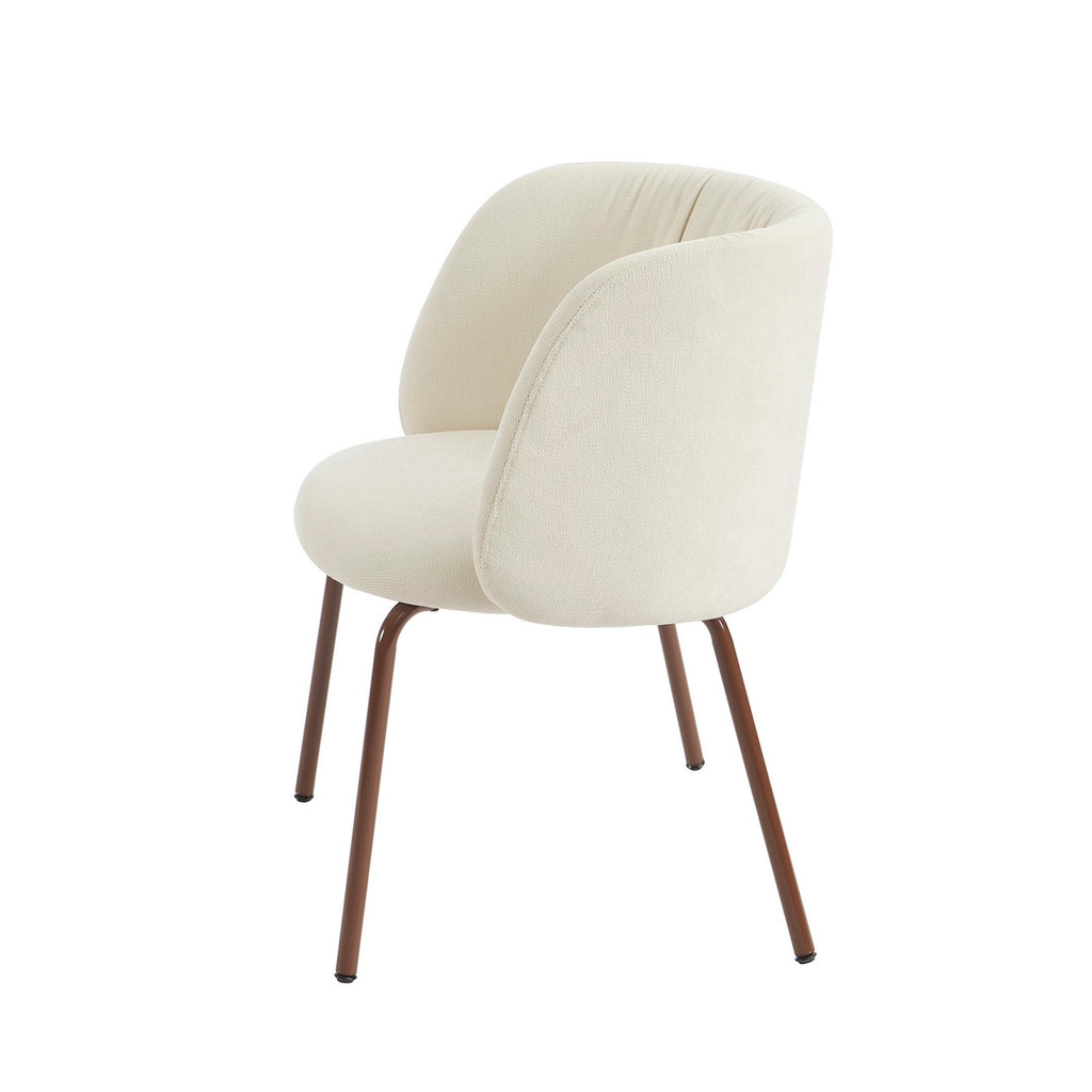 Luisa - Chairs - Chenille Fabric - Ecru And Brown Metal Legs