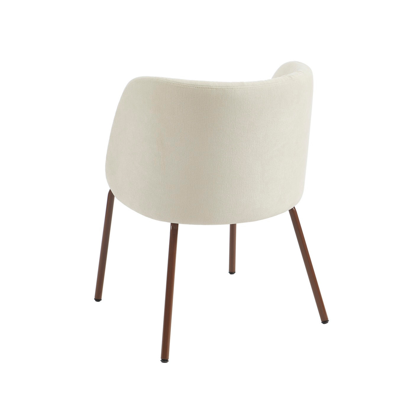 Luisa - Chairs - Chenille Fabric - Ecru And Brown Metal Legs