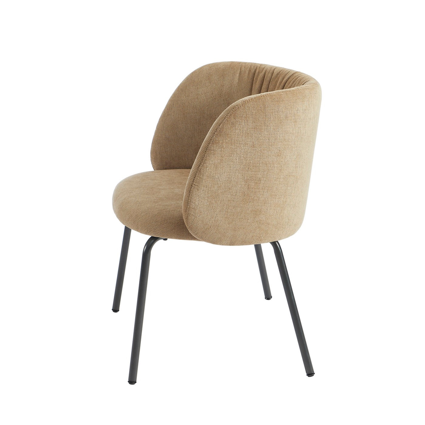Luisa - Chairs - Chenille Fabric - Ochre And Black Metal Legs