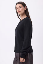 Gilet Col Rond Oversize Boutons Dorés Lume - Noir - Femme