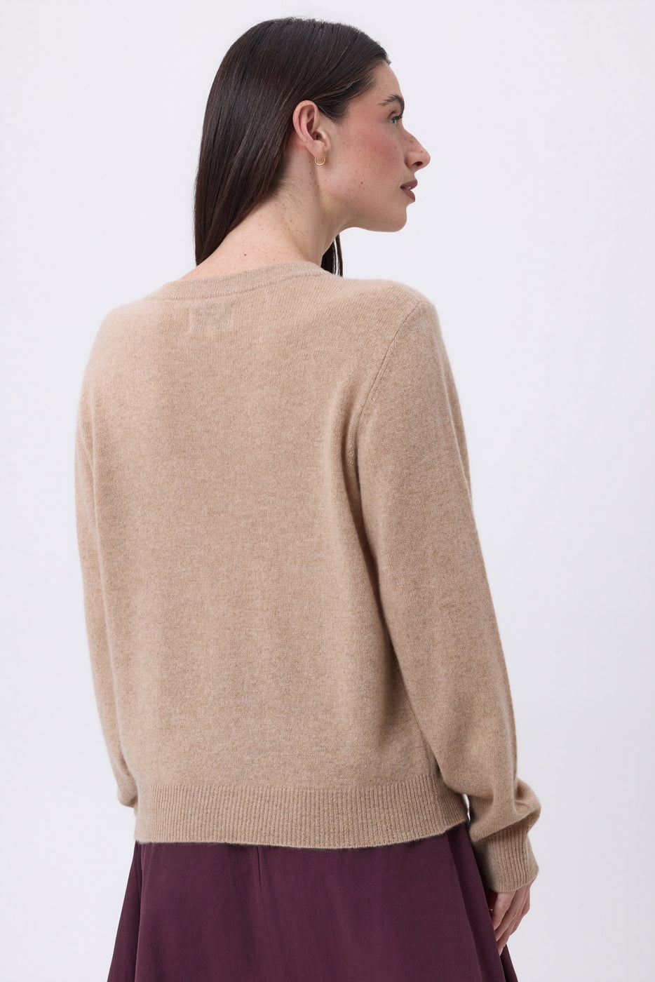 Gilet Col Rond Oversize Boutons Dorés Lume - Beige Creme - Femme