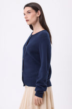 Gilet Col Rond Oversize Boutons Dorés Lume - Bleu Marine - Femme