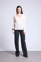 Pull Col V Luna - Blanc - Femme
