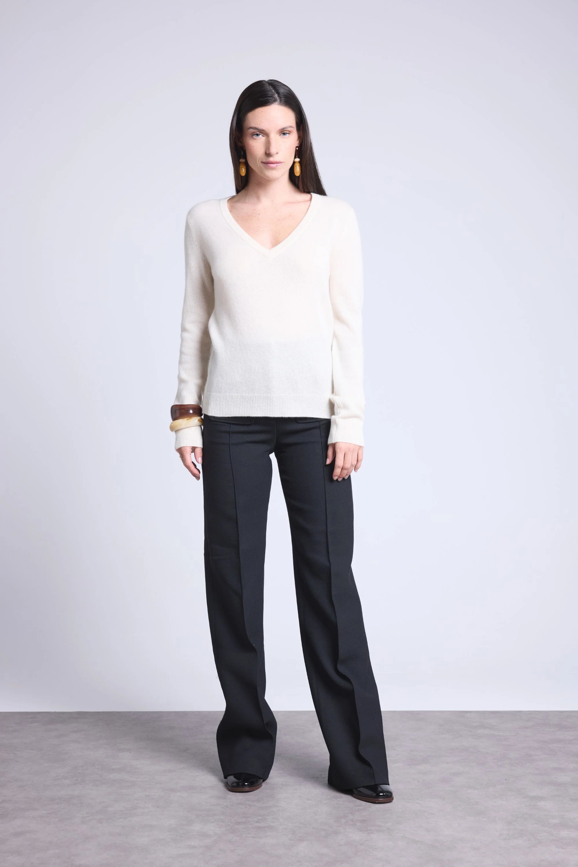 Pull Col V Luna - Blanc - Femme
