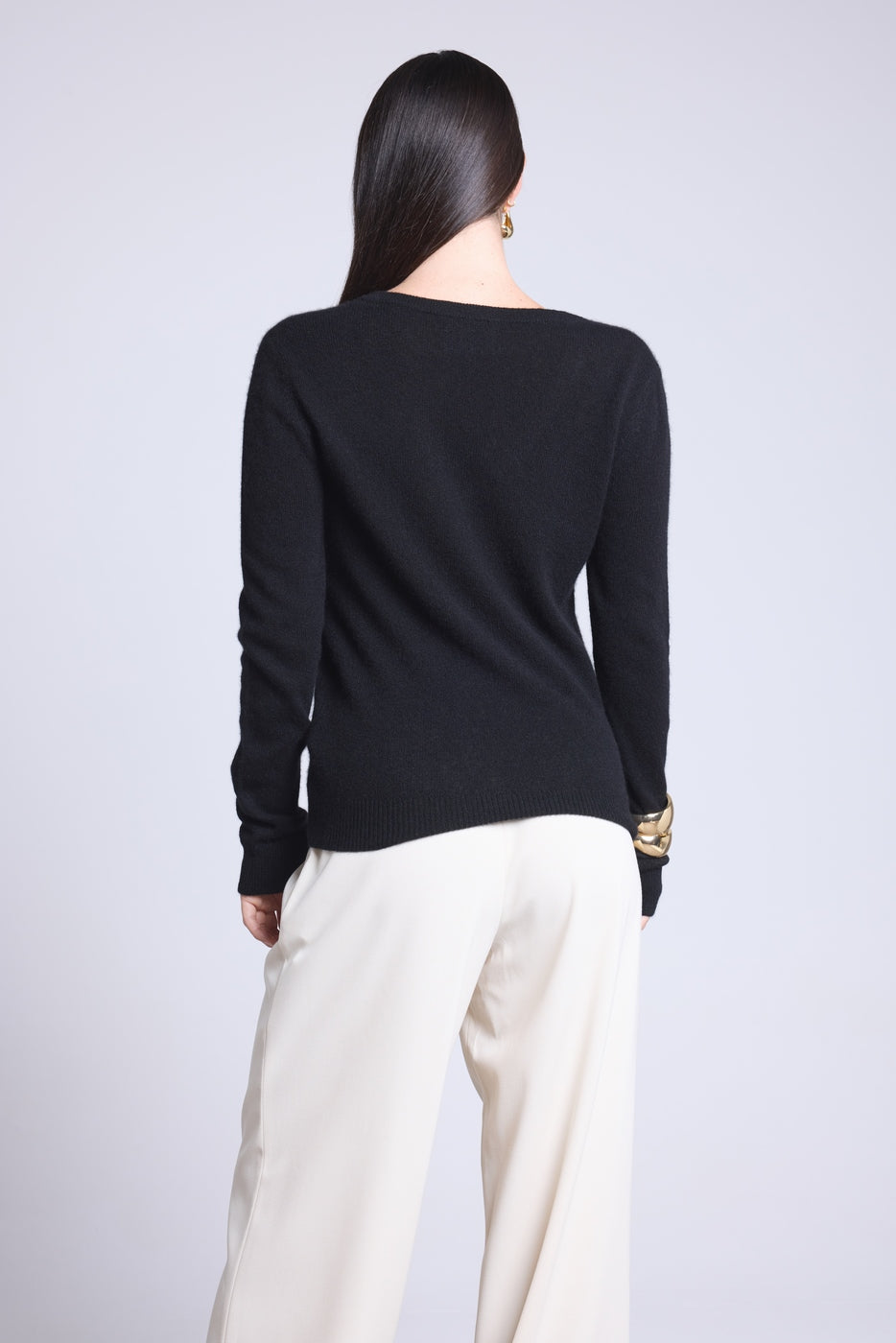 Jersey Cuello V Luna - Negro - Mujer