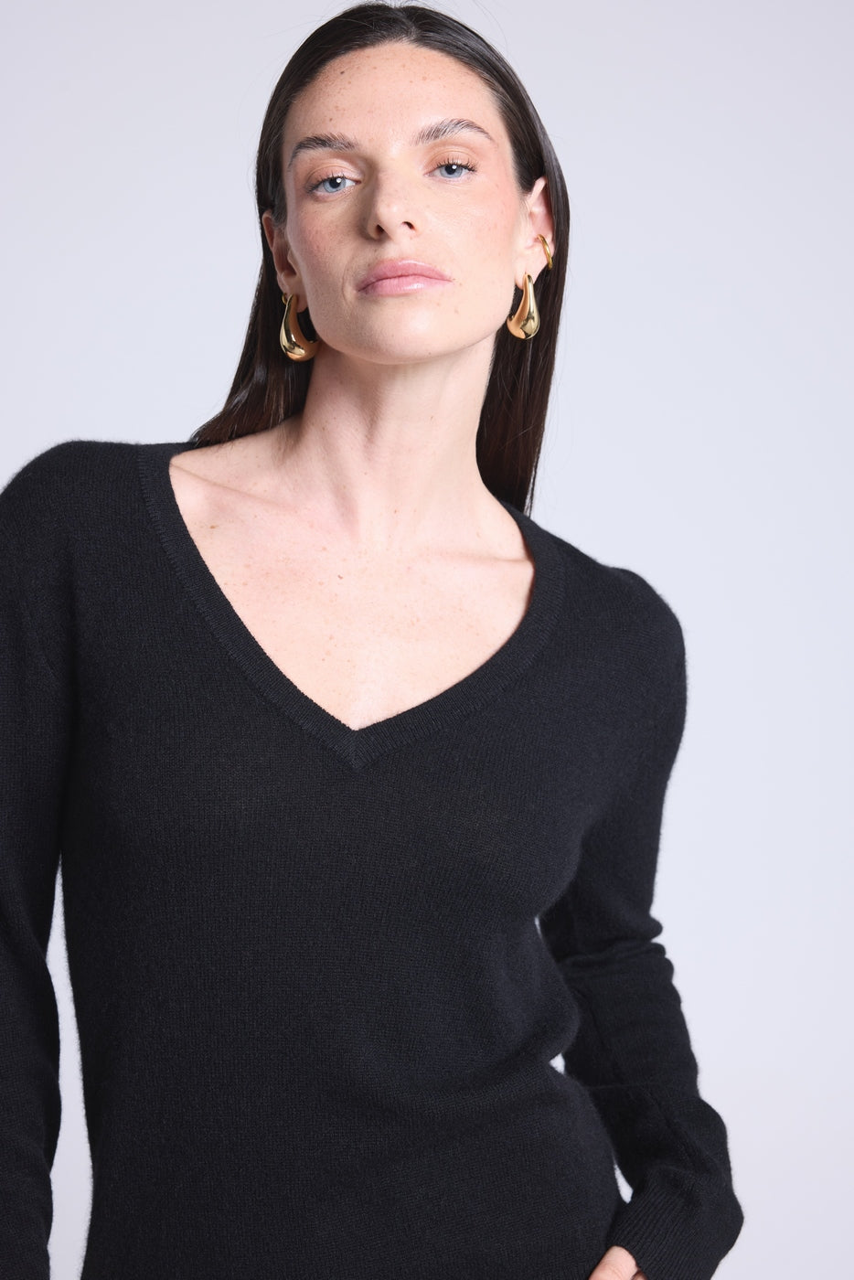 Jersey Cuello V Luna - Negro - Mujer