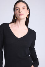 Jersey Cuello V Luna - Negro - Mujer